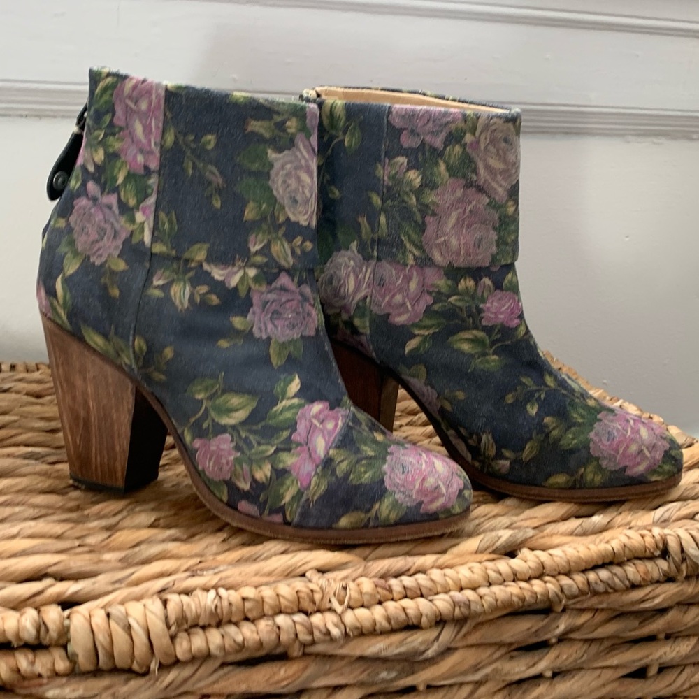 Rag and Bone Newbury suede boots- flirty blue floral
